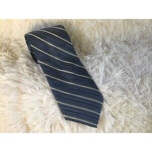 Calvin Klein Neck Tie Blue Stripe 100% Silk 3 Inch Wide